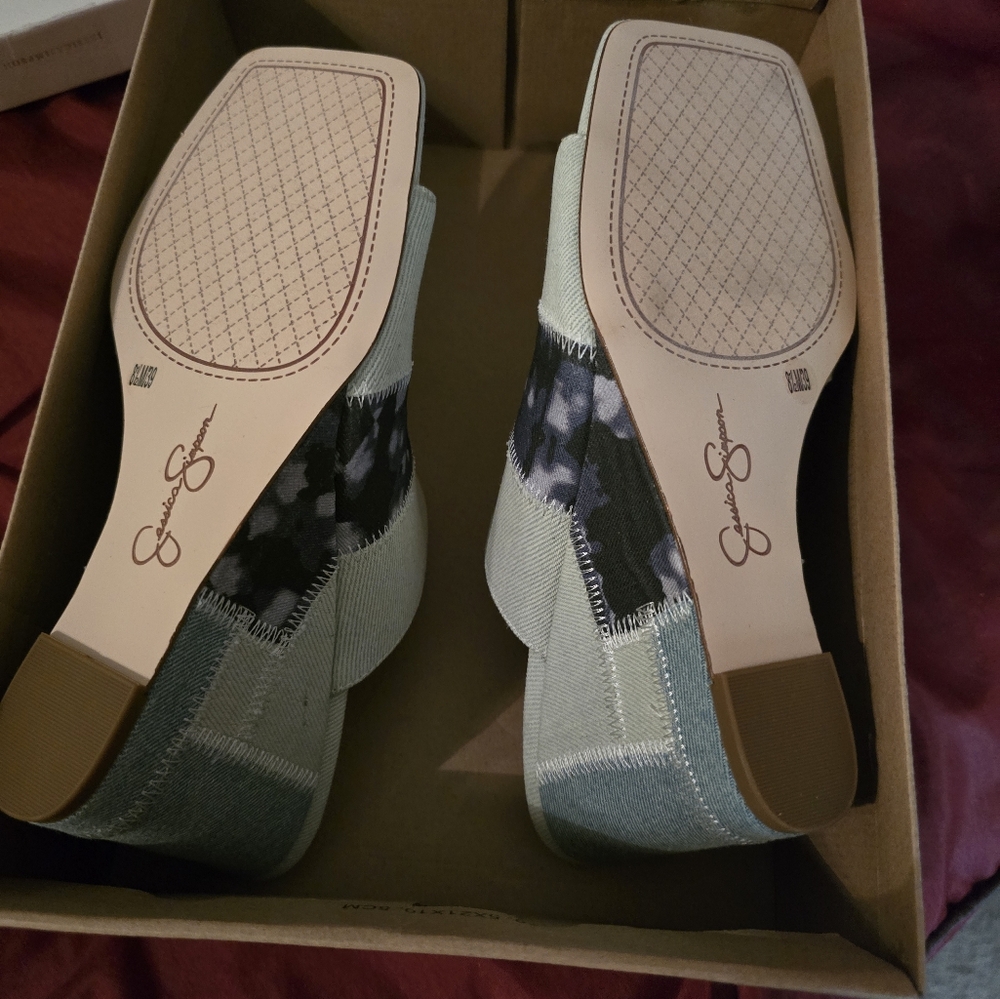 Denim Peep toe Wedges - Picture 2 of 3